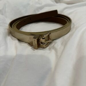 Michael Kors Slim Metallic Double Wrap Belt with Gold Buckle